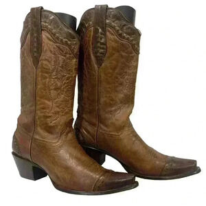 Corral Boots- Women’s Brown Embroidered Floral Western Cowgirl Snip Toe  10 M